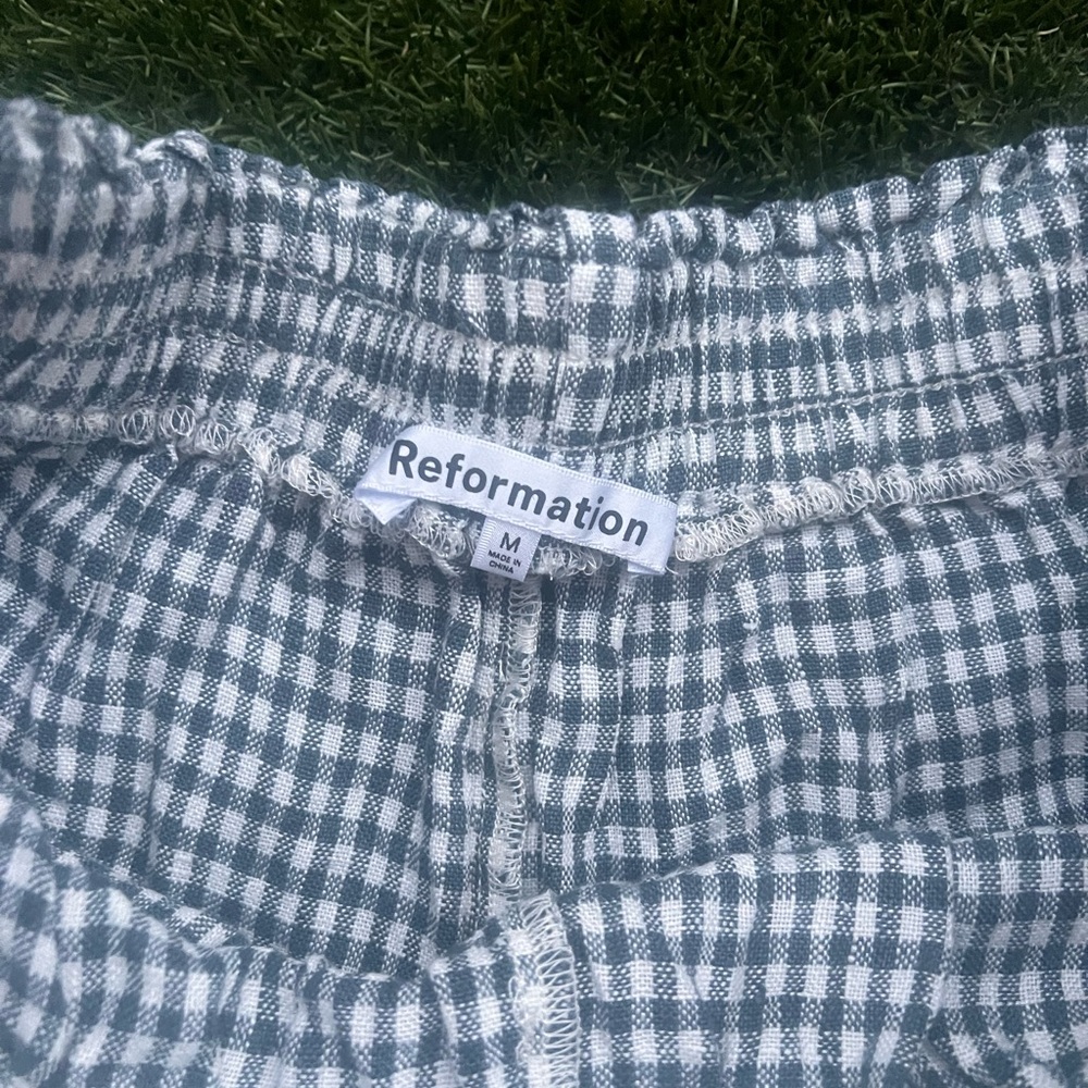Reformation Réformation Mila Linen Shorts Women’s Medium Blue and White - Picture 4 of 7